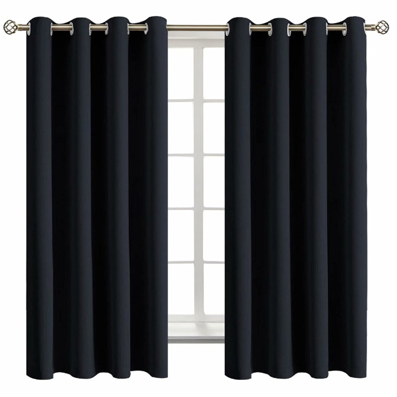 BGment Black Blackout Curtains for Bedroom - Grommet Thermal Insulated Room Darkening Block Out Curtains for Living Room, Set of 2 Panels, 52 x 63 Inch - Image 1